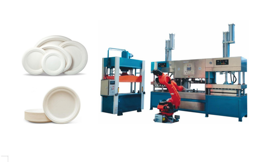 Производственная линия Tableware пульпы соломы пшеницы с мульти- роботом соединений и штабелируя машиной